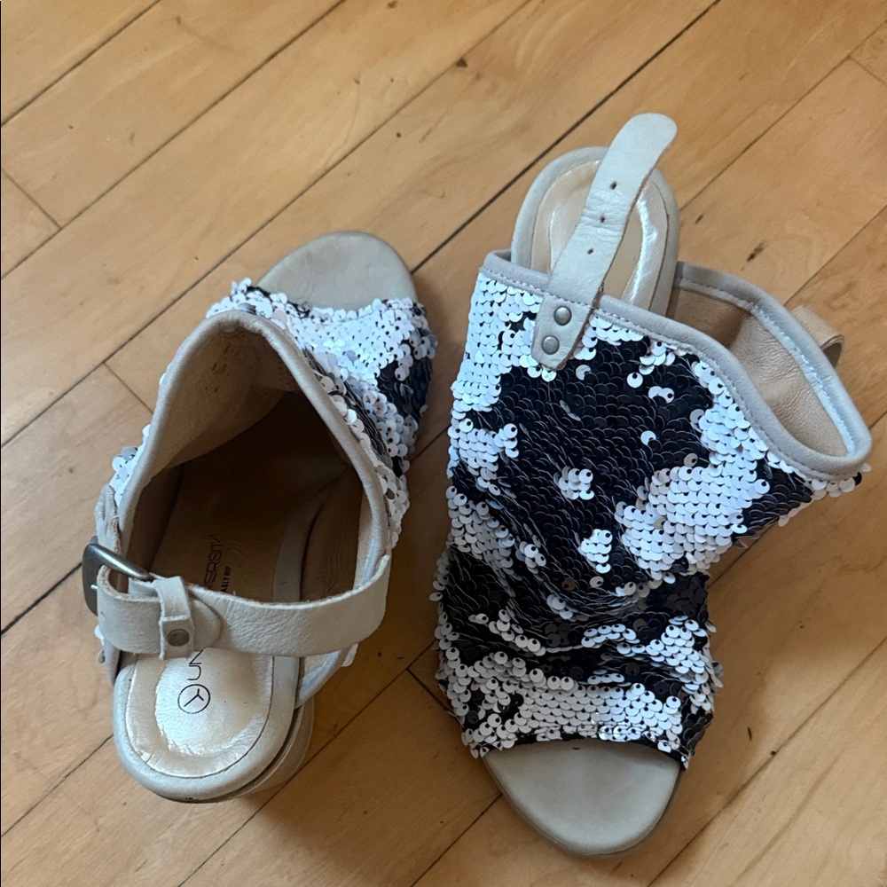 Sequin Open-Toe Sandals